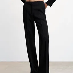 MANGO Women Sustainable Solid High-Rise Trousers-image-61