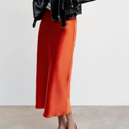 MANGO Satin Midi A-Line Skirt-picture-11