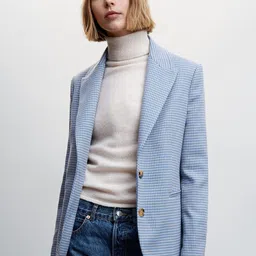 MANGO Single-Breasted Houndstooth Sustainable Blazer-image-58