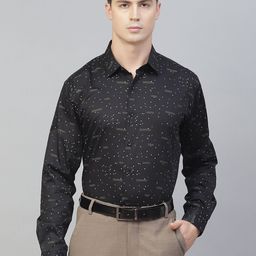 MANQ Men Black & White Geometric Printed Pure Cotton Semiformal Shirt-image-27