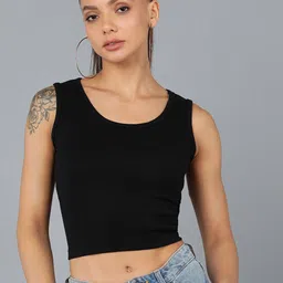 Rock Paper Scissors Black  Ribbed Short Crop Top-picture-17