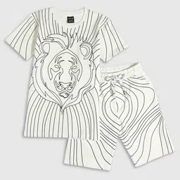 CAVIO Boys Printed Round Neck Short Sleeves Pure Cotton T-shirt with Shorts-44