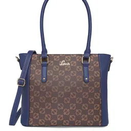 Lavie Mono Horsy Navy Blue & Brown Printed Regular Structured Tote bag-44
