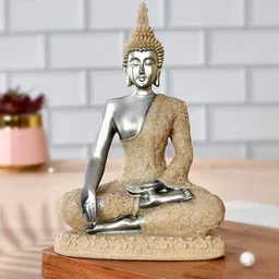 TAYHAA Beige & Grey Textured Divine Blessing Buddha Idol Resin Showpiece-image-92