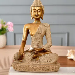 TAYHAA Beige Textured Meditative Serenity Buddha Idol Resin Showpiece-picture-6