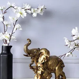 THE ARTMENT Gold-Toned Rustic Mom & Baby Elephant Table Accent Showpiece-image-25