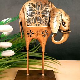 apka mart Copper-Toned Elephant Design Metal Candle Holder-image-68