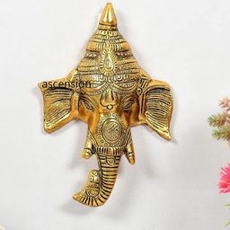 Ascension Golden Finish Wall Hanging Ganpati Statue Showpiece-image-94