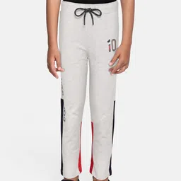 Monte Carlo Boys Grey Melange & Navy Blue Solid Track Pants with Side Taping-image-6