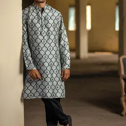 PS MEN BY PAYAL SINGHAL Ethnic Motifs Printed Regular Pure Silk Kurta With Churidar-22