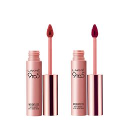 Lakme Set of 2 9 to 5 Weightless Matte Mousse Lipstick - Crimson Silk & Rosy Plum-0