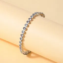Fida Women Silver-Plated American Diamond Cuff Bracelet-25