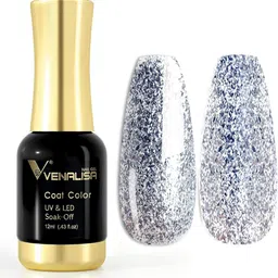 VENALISA Coat Color UV & LED Soak-Off Gel Nail Polish 12 ml - Pure Silver Glitter 1201-11