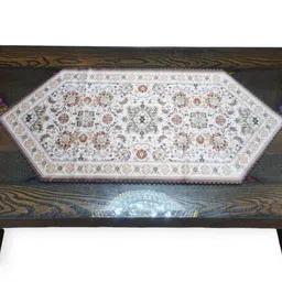 TANLOOMS Brown & White Floral Printed Coffee Table Runner-48