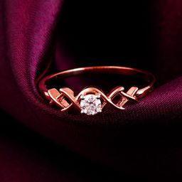 GIVA Timeless Grace 18KT Rose Gold Diamond Studded Finger Ring-1.58 gm-image-2