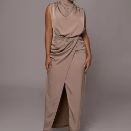 Bee Boe High Neck Draped Top With Skirt-image-25