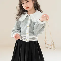 StyleCast Girls Grey Colourblocked Cotton Top with Skirt-image-29
