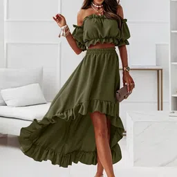 StyleCast Green Off-Shoulder Top With Skirt-image-16
