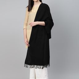 AURELIA Women Black Solid Shawl-73