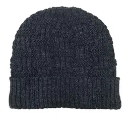 Gajraj Unisex Grey Melange Self Design Beanie Cap-68