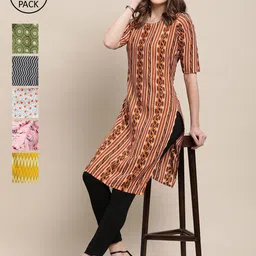 7Threads Women Pack of 6 Printed Crepe Kurta-picture-21