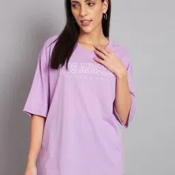 Imsa Moda Typography Printed Oversized Cotton T-shirt-image-14
