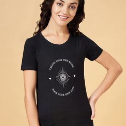 Ajile by Pantaloons Typography Printed Round Neck Short Sleeves Cotton T-shirt-57