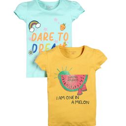 PLUM TREE Girls Pack Of 2 Pure Cotton T-shirts-image-56