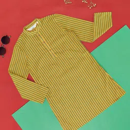 indus route by Pantaloons Boys Geometric Striped Straight Kurta-image-4