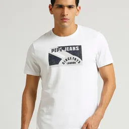 Pepe Jeans Typography Printed Pure Cotton Applique Slim Fit T-shirt-picture-19