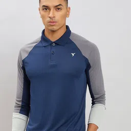 Technosport Colourblocked Polo Collar Antimicrobial Training T-shirt-image-47