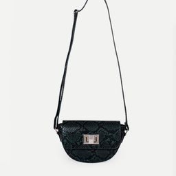 Belwaba Green Animal Textured PU Half Moon Sling Bag-7