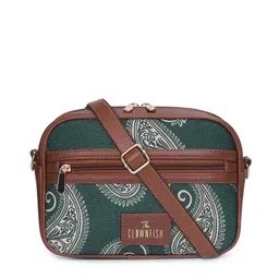 THE CLOWNFISH Unisex Grey Floral Printed Swagger Sling Bag-15