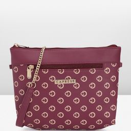 Caprese Maroon Printed Sling Bag-32