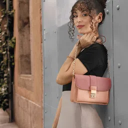 Mast & Harbour Pink Colourblocked Sling Bag-33