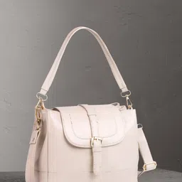 WOMEN MARKS Cream-Coloured Solid Sling Bag-79