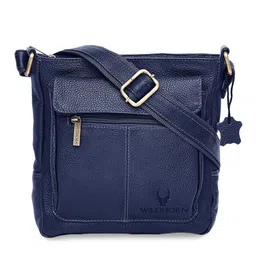 WildHorn Blue Leather Structured Sling Bag-54