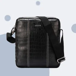 Cross Men Animal Textured Vegan Leather Structured Crossbody Bag-16