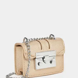 Styli Women Gold Toned Push Lock Chain Mini Bag-22