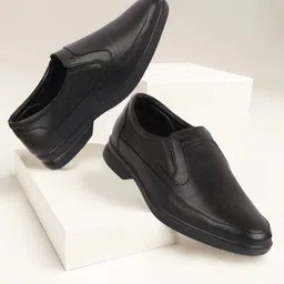 FAUSTO Men Textured Formal Slip-On Shoes-image-61