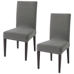 HOKIPO Grey Set Of 2 Stretchable Dining Chair Elastic Slip Covers-71