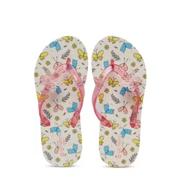 Pantaloons Junior Girls Orange & Yellow Printed Thong Flip-Flops-picture-43