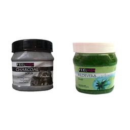 FEELHIGH Set Of 2 Aloe Vera & Charcoal Face & Body Scrubs 500ml Each-18