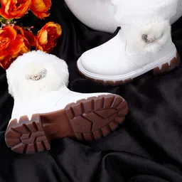 PASSION PETALS Girls Mid Top Embellished Faux Fur Trim Winter Boots-image-90
