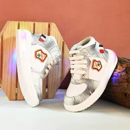 BAESD Kids Mid Top Colourblocked Water Repellent Upper Sneakers With LED Lights-image-97