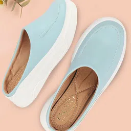 FAUSTO Women Lightweight Comfort Insole Contrast Sole Mules-39