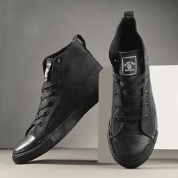 Harvard Men Black Round Toe Lightweight Canvas Sneakers-image-49