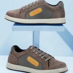 SHOZANIA Men Textured Leather Lightweight Sneakers-47