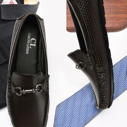 Carlton London Men Textured Lightweight Horsebit Loafers-picture-24