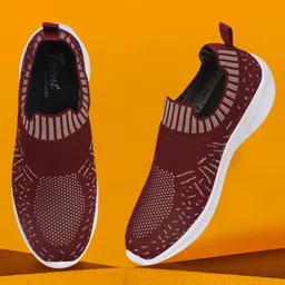 TPENT Women Textured Lightweight Slip-On Sneakers-image-86